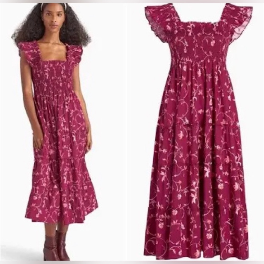 Hill House Ellie Nap Dress Burgundy Floral Dress